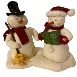 Hallmark Snowman‎ Couple Animated Plush Christmas Decoration With Sound 10"